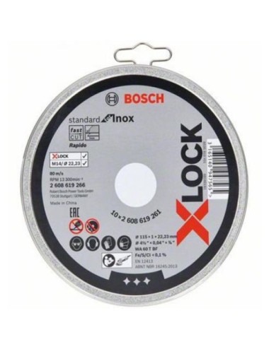 BOSCH  X-LOCK LATA 10 DISCOS STANDARD FOR INOX 115X1MM CORTE RECTO