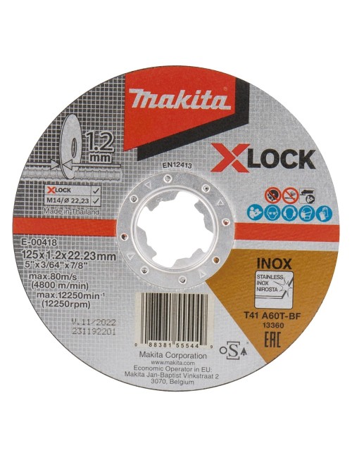 MAKITA E-00418 DISCO DE CORTE FINO ACERO INOX. X-LOCK 125 MM