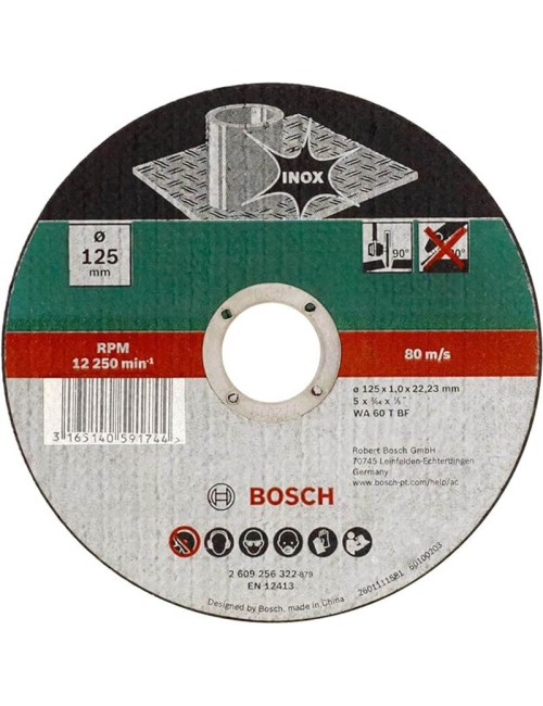 BOSCH DISCO CORTAR INOX 125MMX1,6MM. RECTO.