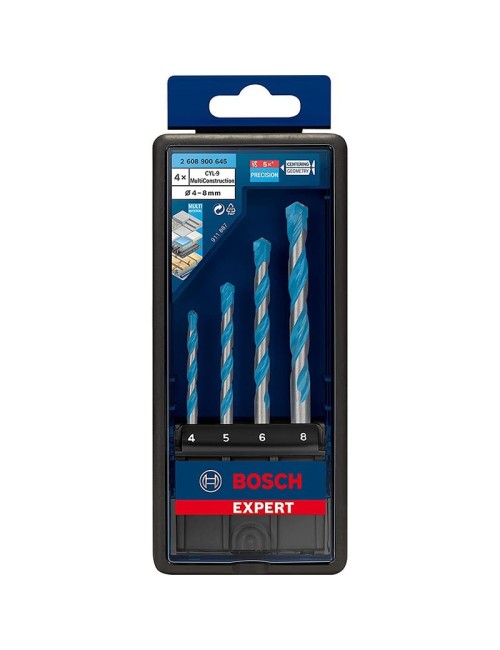 BOSCH SET DE 4 BROCAS EXPERT MULTICONSTRUCTION CYL-9 DE 4/5/6/8 MM