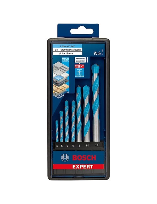 BOSCH SET DE 7 BROCAS EXPERT MULTICONSTRUCTION CYL-9 DE 4/5/6/6/8/10/12 MM