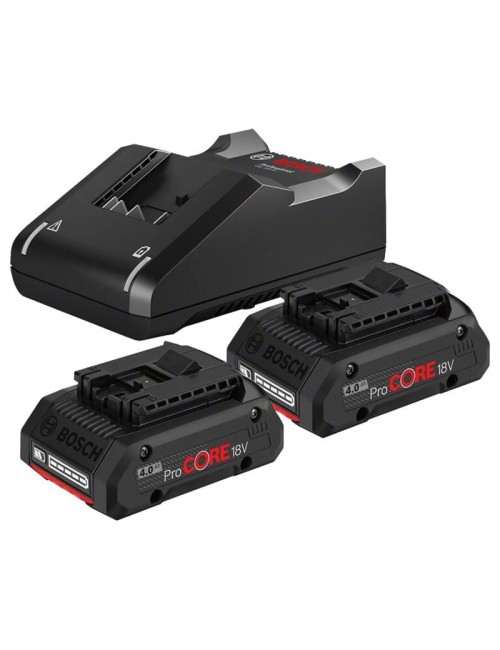 BOSCH JUEGO DE 2 BATERÍAS PROCORE18V 4.0AH + CARGADOR GAL 18V-40