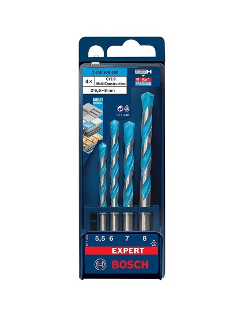 BOSCH SET DE 4 BROCAS EXPERT MULTICONSTRUCTION CYL-9 DE 5,5/6/7/8 MM