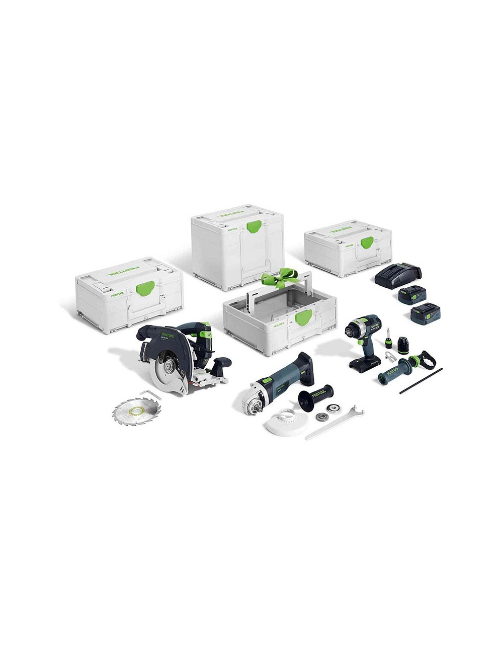 SET COMBINADO A BATERÍA PARA CONSTRUCCIÓN EN MADERA HKC 55/TPC 18/AGC 18/TB M 137 FESTOOL SET COMBINADO A BATERÍA PARA CONSTRUCCIÓN EN MADERA HKC 55/TPC 18/AGC 18/TB M 137 FESTOOL