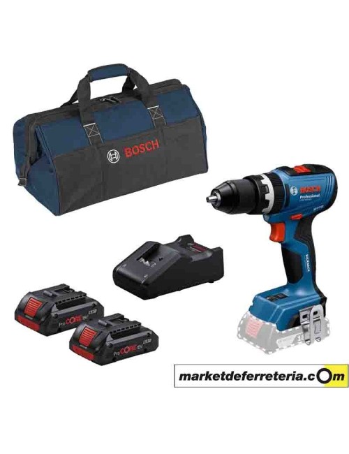 BOSCH TALADRO PERCUTOR GSB 18V-65 CON 2 BATERIAS PROCORE 4.0AH Y BOLSA