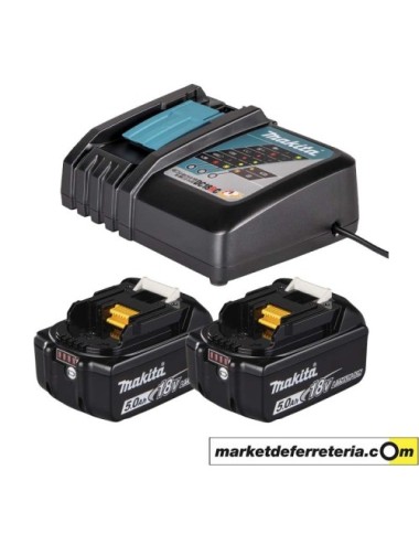 SET BATERIAS MAKITA 2 BL1850B 5,0AH + CARGADOR DC18RC