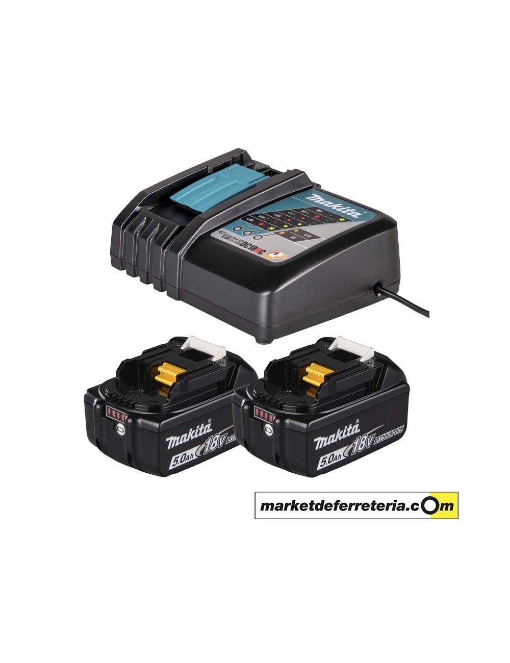 SET BATERIAS MAKITA 2 BL1850B 5,0AH + CARGADOR DC18RC