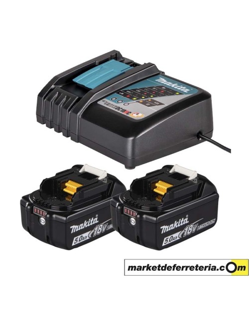 SET BATERIAS MAKITA 2 BL1850B 5,0AH + CARGADOR DC18RC
