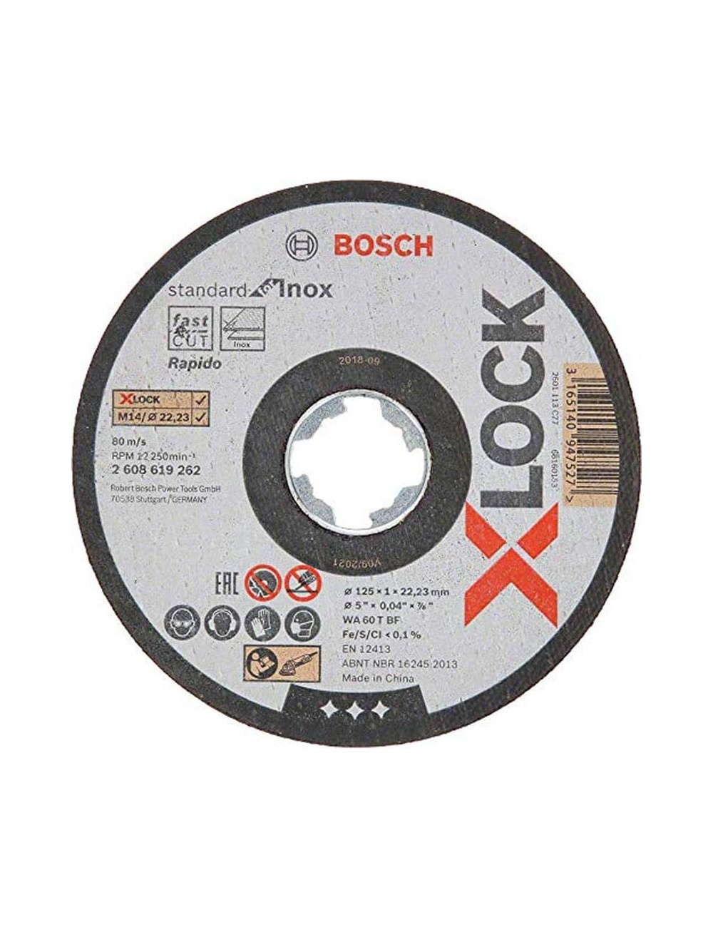 BOSCH  X-LOCK STANDARD FOR INOX 125X1X22,23 MM, CORTE RECTO